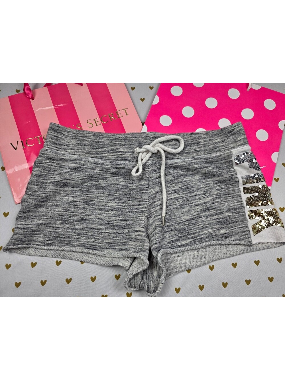 Victorias Secret PINK Gradient Bling Sequined Sweat Shorts Jogger Small